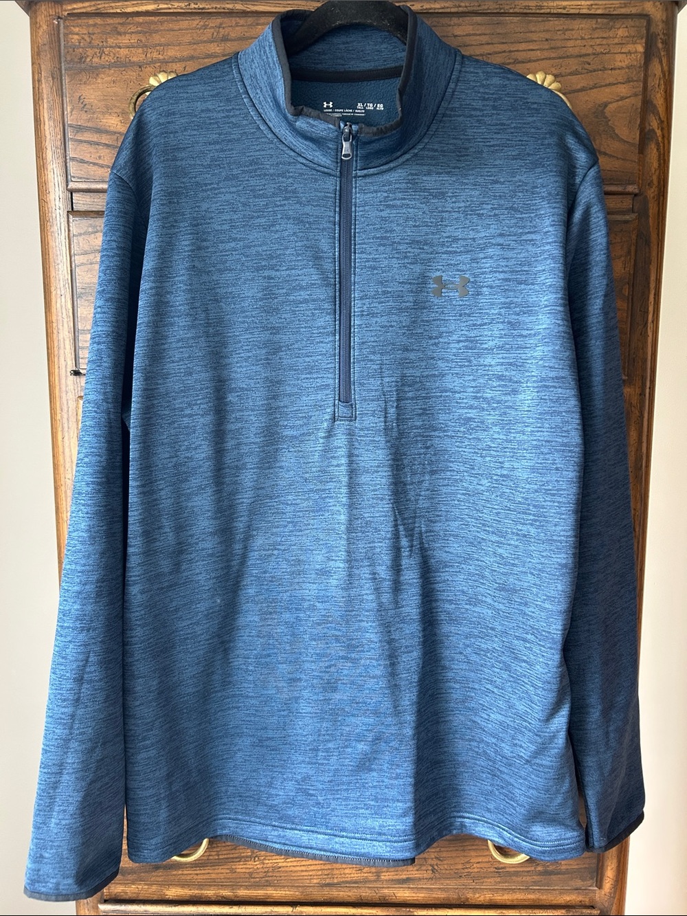 Under Armour Blue Heather 1/4 Zip Performance Jacket, Size XL Tall